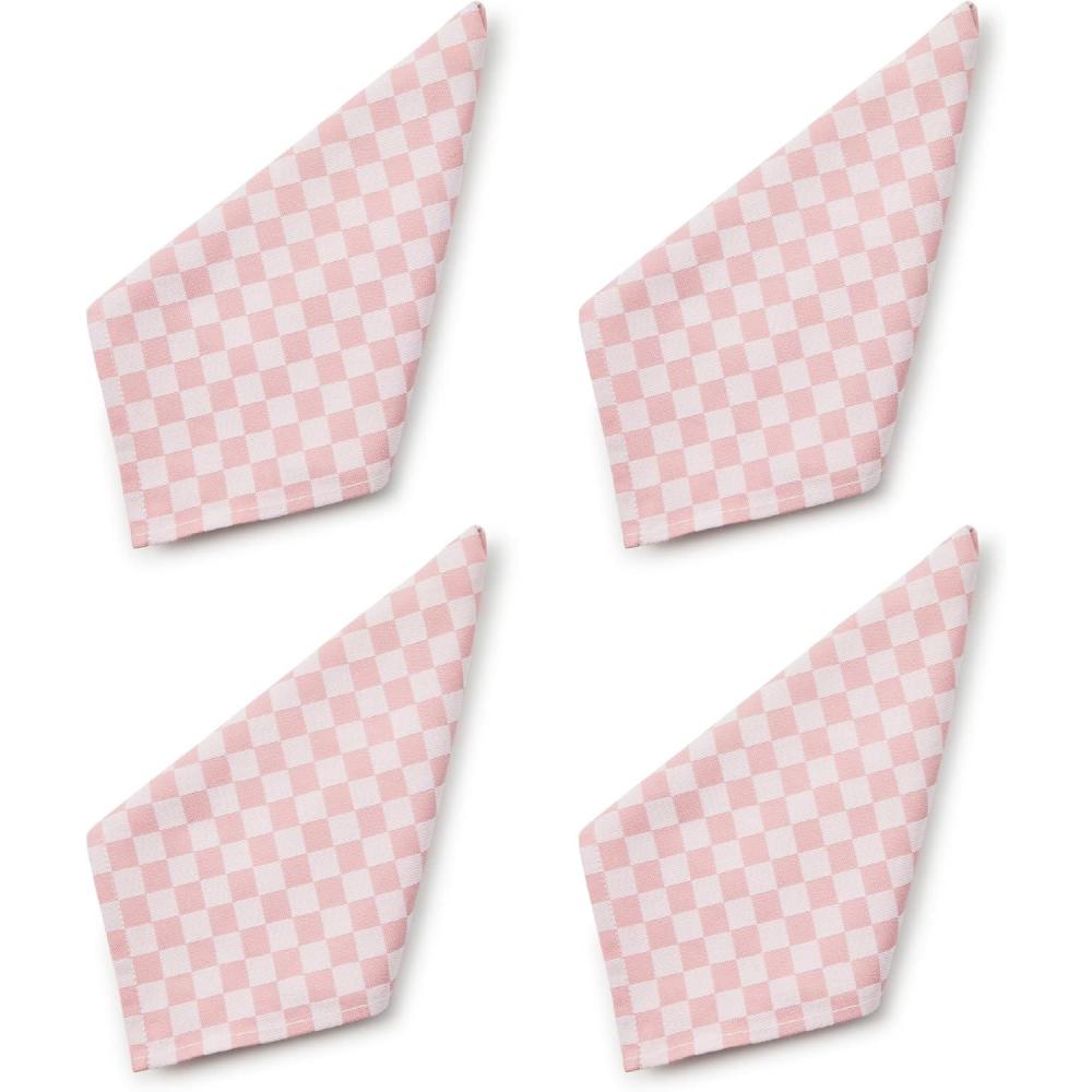 image:imageMACKENZIECHILDS Printed Napkin Cloth Dinner Napkin BrownandWhite Mocha CheckPink Check