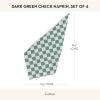 MACKENZIE-CHILDS Printed Napkin, Cloth Dinner Napkin, Brown-and-White Mocha Check(Dark Green Check)