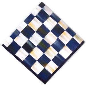 MACKENZIE-CHILDS Cocktail Paper Napkins, Stylish Paper Cocktail Napkins for Parties and More, Blue-and-White Royal Check