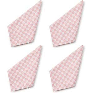 MACKENZIE-CHILDS Printed Napkin, Cloth Dinner Napkin, Brown-and-White Mocha Check(Pink Check)