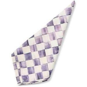 MACKENZIE-CHILDS Printed Napkin, Cloth Dinner Napkin, Brown-and-White Mocha Check(Violet Check)