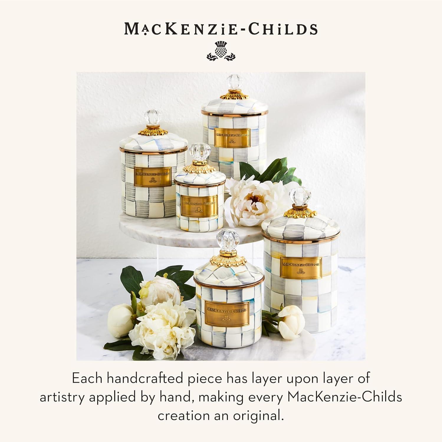 image:imageMACKENZIECHILDS Parchment Check Enamel Canister YellowandCream Kitchen Storage Container with Lid SmallSterling Check