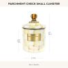 MACKENZIE-CHILDS Parchment Check Enamel Canister, Yellow-and-Cream Kitchen Storage Container with Lid, Small(Parchment Check)