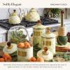 MACKENZIE-CHILDS Parchment Check Enamel Canister, Yellow-and-Cream Kitchen Storage Container with Lid, Small(Parchment Check)
