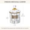 MACKENZIE-CHILDS Parchment Check Enamel Canister, Yellow-and-Cream Kitchen Storage Container with Lid, Small(Sterling Check)