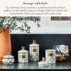 MACKENZIE-CHILDS Parchment Check Enamel Canister, Yellow-and-Cream Kitchen Storage Container with Lid, Small(Sterling Check)