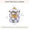 MACKENZIE-CHILDS Parchment Check Enamel Canister, Yellow-and-Cream Kitchen Storage Container with Lid, Small(Violet Check)