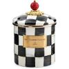 MACKENZIE-CHILDS Parchment Check Enamel Canister, Yellow-and-Cream Kitchen Storage Container with Lid, Small(Courtly Check)