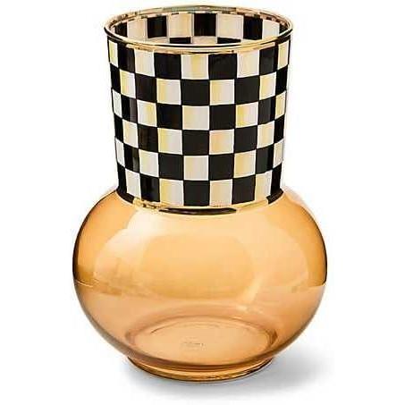 image:imageMACKENZIECHILDS Glass Vase Unique Flower Vase Decor GrayandWhite Sterling CheckCourtly Check