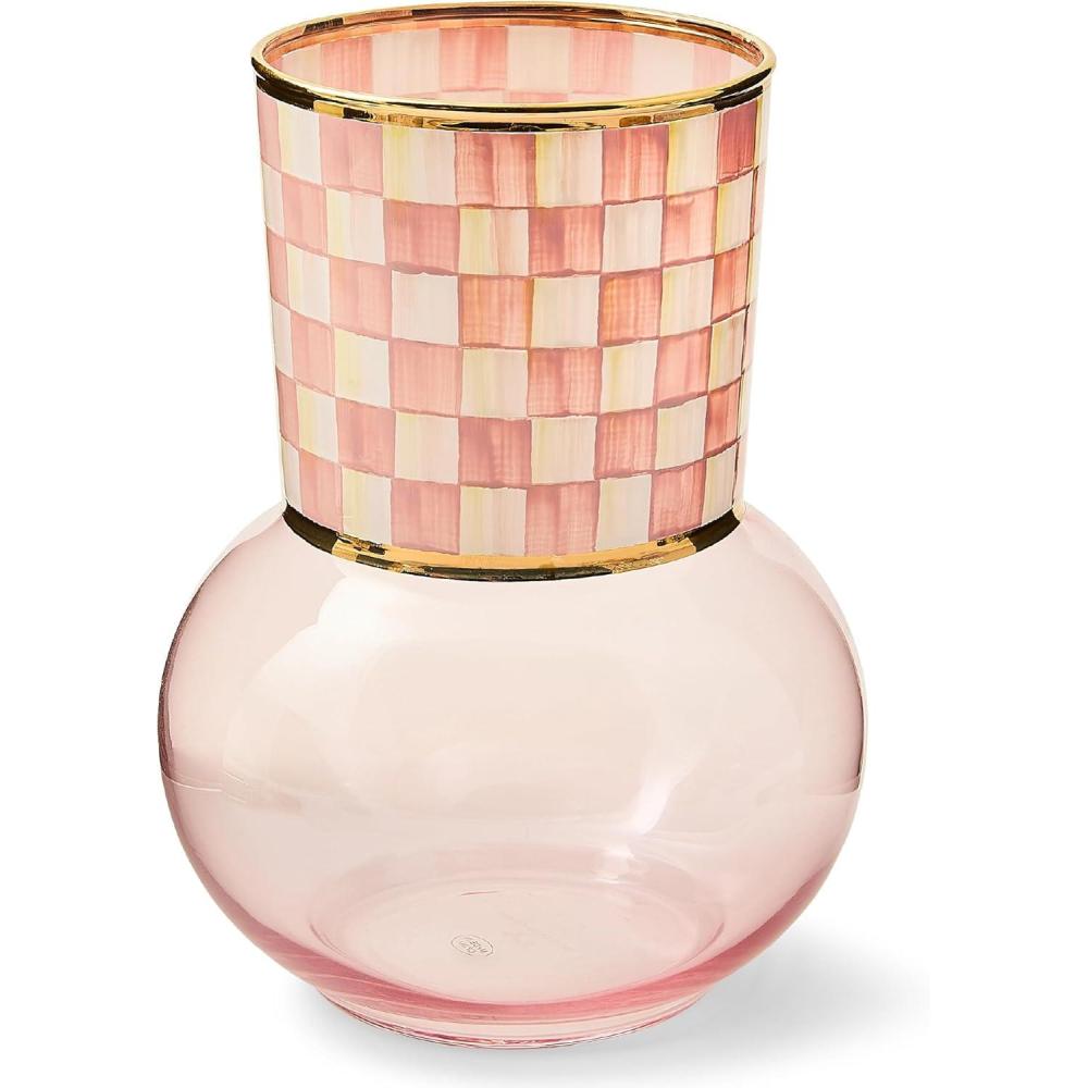 image:imageMACKENZIECHILDS Glass Vase Unique Flower Vase Decor GrayandWhite Sterling CheckRosy Check