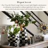 MACKENZIE-CHILDS Enamel Large Vase, Unique Flower-Vase Decor, Green-and-White Emerald Check(Courtly Check)