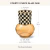 MACKENZIE-CHILDS Glass Vase, Unique Flower Vase Decor, Gray-and-White Sterling Check(Courtly Check)