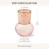 MACKENZIE-CHILDS Glass Vase, Unique Flower Vase Decor, Gray-and-White Sterling Check(Rosy Check)
