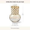 MACKENZIE-CHILDS Glass Vase, Unique Flower Vase Decor, Gray-and-White Sterling Check(Sterling Check)