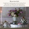 MACKENZIE-CHILDS Glass Vase, Unique Flower Vase Decor, Gray-and-White Sterling Check(Sterling Check)
