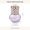 MACKENZIE-CHILDS Glass Vase, Unique Flower Vase Decor, Gray-and-White Sterling Check(Violet Check)