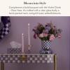 MACKENZIE-CHILDS Glass Vase, Unique Flower Vase Decor, Gray-and-White Sterling Check(Violet Check)