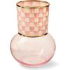 MACKENZIE-CHILDS Glass Vase, Unique Flower Vase Decor, Gray-and-White Sterling Check(Rosy Check)