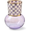 MACKENZIE-CHILDS Glass Vase, Unique Flower Vase Decor, Gray-and-White Sterling Check(Violet Check)