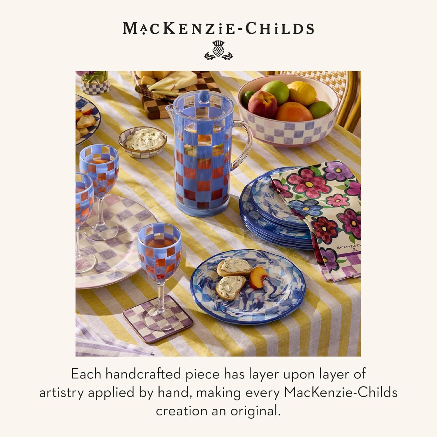 image:imageMACKENZIECHILDS Melamine Dinner Plates Decorative Dinnerware Plates 11 Inches Set of 4 WatermelonBlue Marble Check