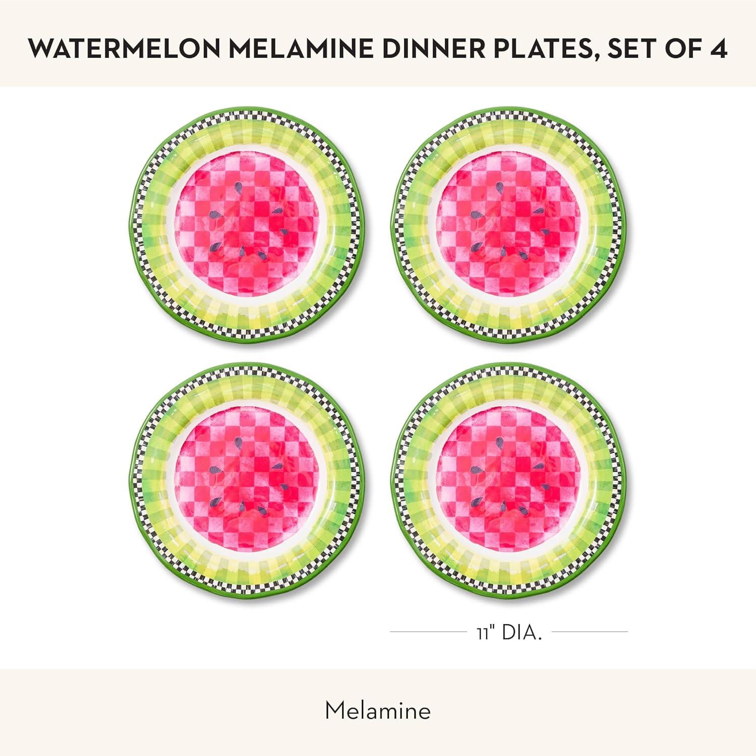 image:imageMACKENZIECHILDS Melamine Dinner Plates Decorative Dinnerware Plates 11 Inches Set of 4 WatermelonWatermelon