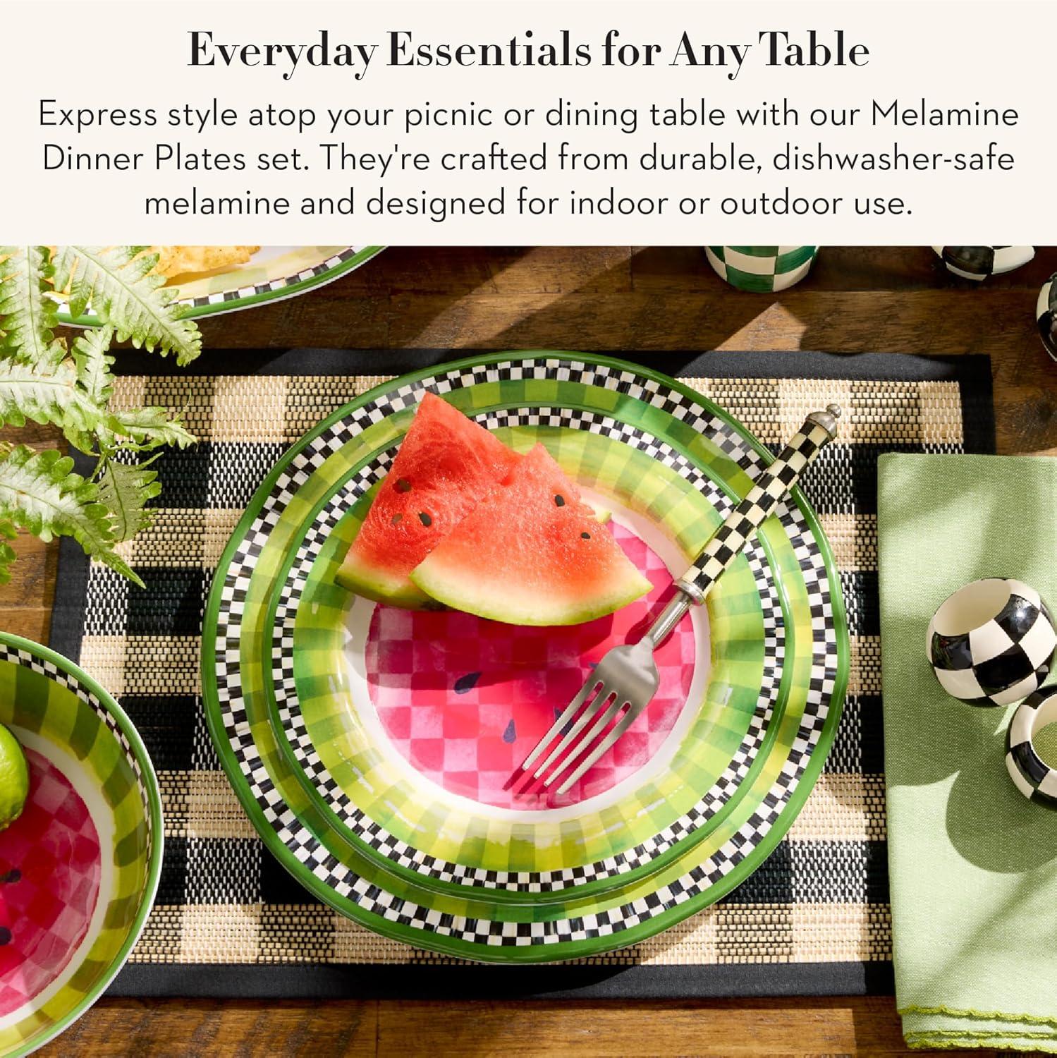 image:imageMACKENZIECHILDS Melamine Dinner Plates Decorative Dinnerware Plates 11 Inches Set of 4 WatermelonWatermelon