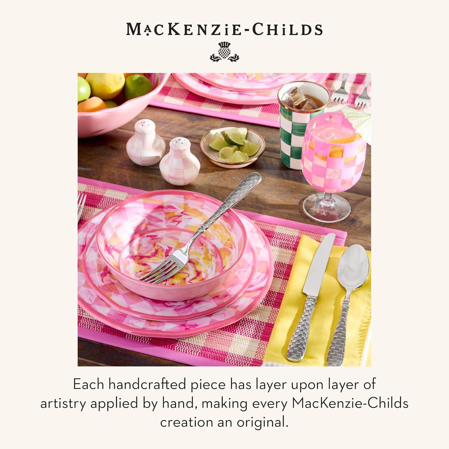 image:imageMACKENZIECHILDS Set of 4 Acrylic Tumblers Open Tumbler Cups Acrylic Cups 14 Ounces Black CheckPink Check