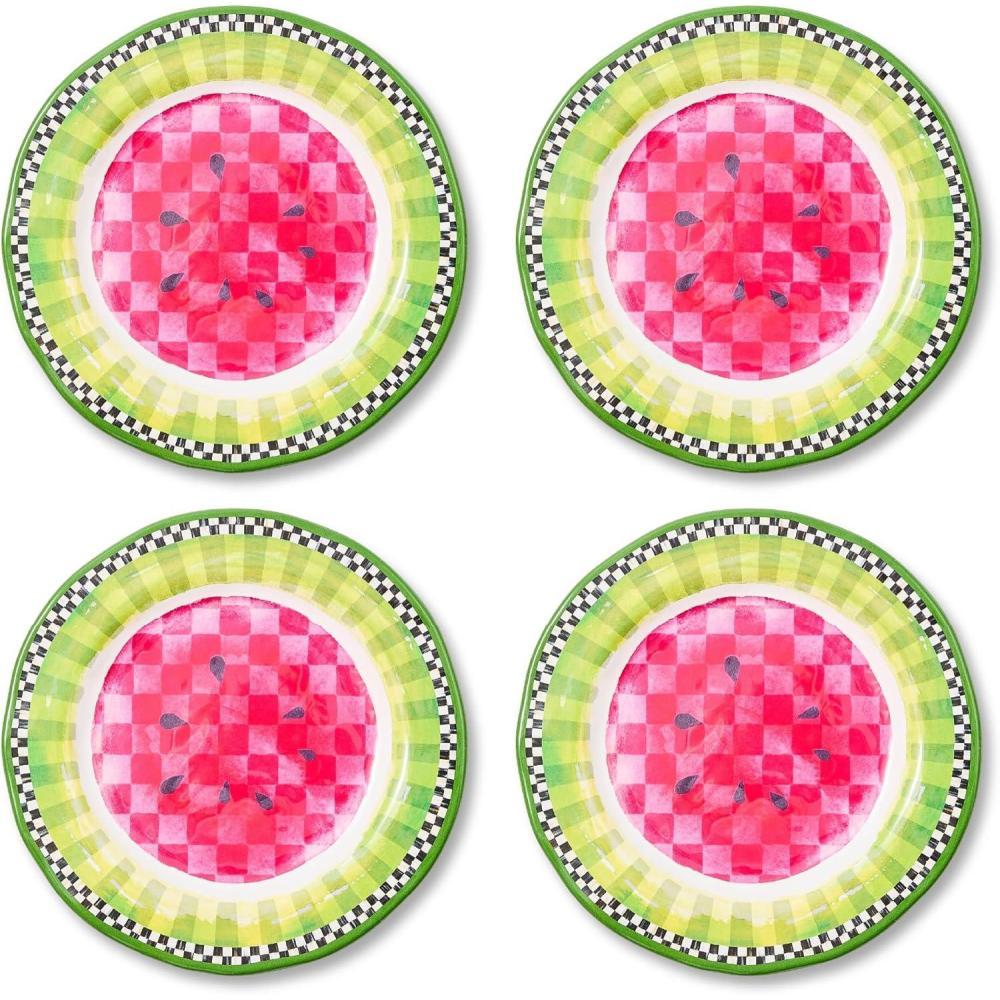 image:imageMACKENZIECHILDS Melamine Dinner Plates Decorative Dinnerware Plates 11 Inches Set of 4 WatermelonWatermelon