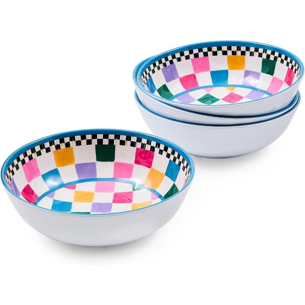 image:imageMACKENZIECHILDS Set of 4 Melamine Bowls Decorative Salad and Soup Bowls Small WatermelonJamboree