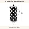MACKENZIE-CHILDS Acrylic Pitcher with Spout for Water, Lemonade, and Farmhouse Home Decor, 2.5 Quarts, White Check(Black Check)