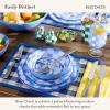 MACKENZIE-CHILDS Acrylic Pitcher with Spout for Water, Lemonade, and Farmhouse Home Decor, 2.5 Quarts, White Check(Blue Check)