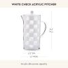 MACKENZIE-CHILDS Acrylic Pitcher with Spout for Water, Lemonade, and Farmhouse Home Decor, 2.5 Quarts, White Check(White Check)