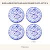 MACKENZIE-CHILDS Melamine Dinner Plates, Decorative Dinnerware Plates, 11 Inches, Set of 4, Watermelon(Blue Marble Check)