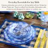 MACKENZIE-CHILDS Melamine Dinner Plates, Decorative Dinnerware Plates, 11 Inches, Set of 4, Watermelon(Blue Marble Check)
