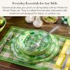 MACKENZIE-CHILDS Melamine Dinner Plates, Decorative Dinnerware Plates, 11 Inches, Set of 4, Watermelon(Green Marble Check)