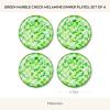 MACKENZIE-CHILDS Melamine Dinner Plates, Decorative Dinnerware Plates, 11 Inches, Set of 4, Watermelon(Green Marble Check)