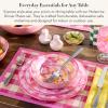 MACKENZIE-CHILDS Melamine Dinner Plates, Decorative Dinnerware Plates, 11 Inches, Set of 4, Watermelon(Pink Marble Check)