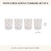MACKENZIE-CHILDS Set of 4 Acrylic Tumblers, Open Tumbler Cups, Acrylic Cups, 14 Ounces, Black Check(White Check)