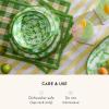 MACKENZIE-CHILDS Set of 4 Melamine Bowls, Decorative Salad and Soup Bowls, Small, Watermelon(Green Marble Check)