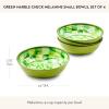 MACKENZIE-CHILDS Set of 4 Melamine Bowls, Decorative Salad and Soup Bowls, Small, Watermelon(Green Marble Check)