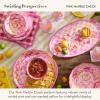 MACKENZIE-CHILDS Set of 4 Melamine Bowls, Decorative Salad and Soup Bowls, Small, Watermelon(Pink Marble Check)