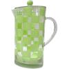 MACKENZIE-CHILDS Acrylic Pitcher with Spout for Water, Lemonade, and Farmhouse Home Decor, 2.5 Quarts, White Check(Green Check)