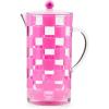 MACKENZIE-CHILDS Acrylic Pitcher with Spout for Water, Lemonade, and Farmhouse Home Decor, 2.5 Quarts, White Check(Pink Check)