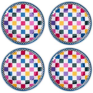 MACKENZIE-CHILDS Melamine Dinner Plates, Decorative Dinnerware Plates, 11 Inches, Set of 4, Watermelon(Jamboree)