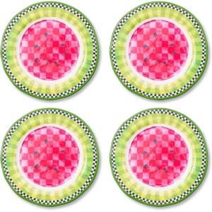 MACKENZIE-CHILDS Melamine Dinner Plates, Decorative Dinnerware Plates, 11 Inches, Set of 4, Watermelon(Watermelon)