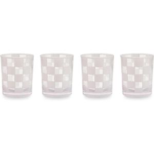 MACKENZIE-CHILDS Set of 4 Acrylic Tumblers, Open Tumbler Cups, Acrylic Cups, 14 Ounces, Black Check(White Check)