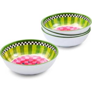 MACKENZIE-CHILDS Set of 4 Melamine Bowls, Decorative Salad and Soup Bowls, Small, Watermelon(Watermelon)