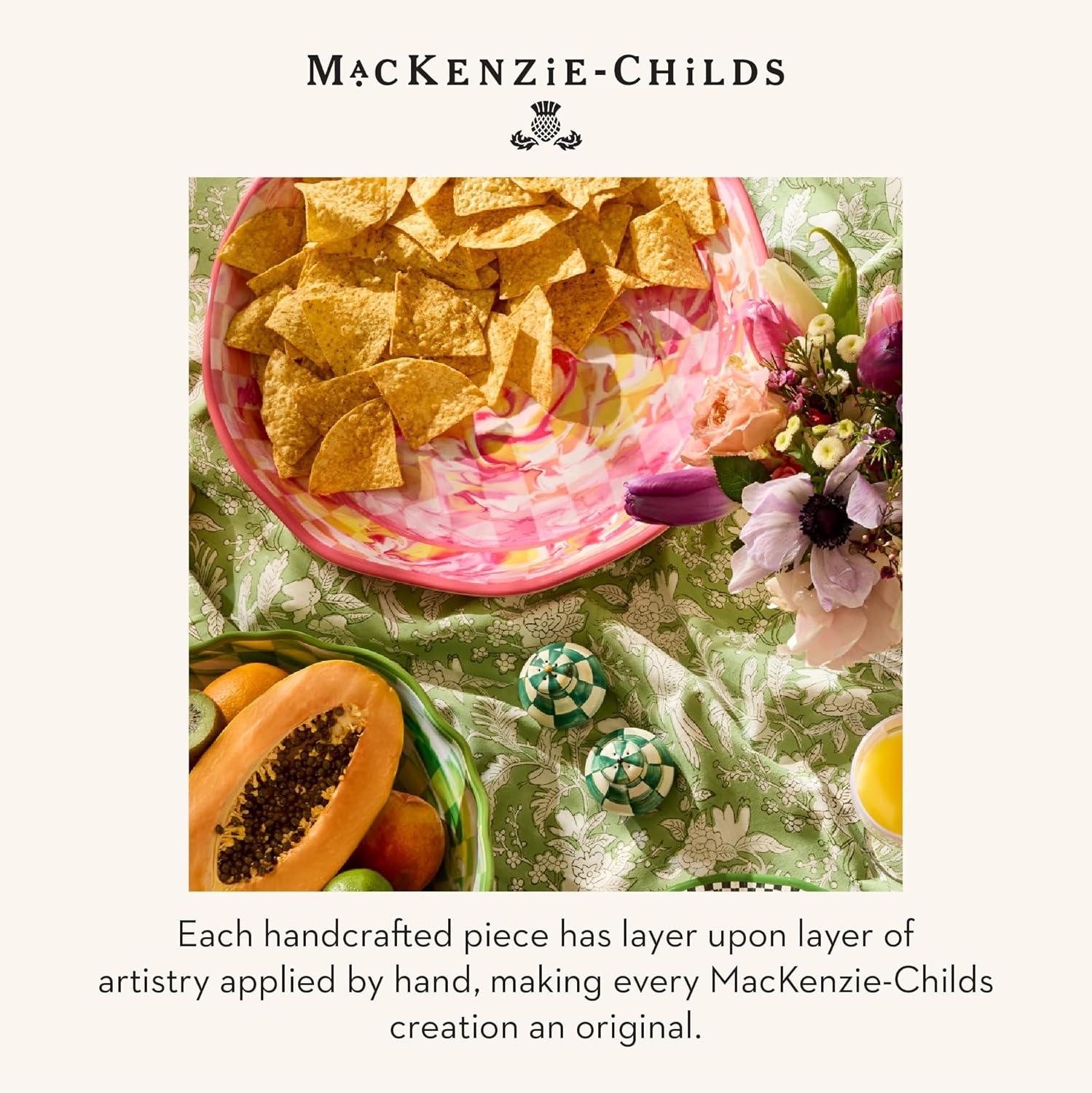 image:imageMACKENZIECHILDS Melamine Round Platter Decorative Serving Plate for Entertaining Large Green Marble CheckPink Marble Check