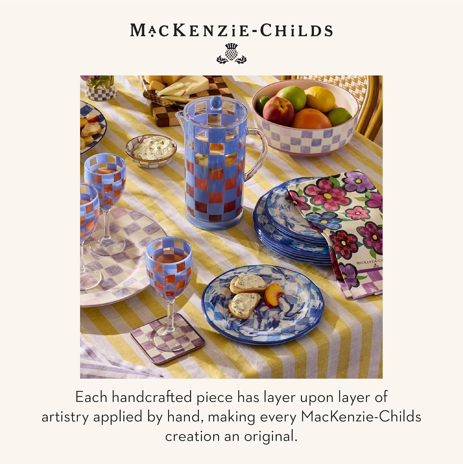 image:imageMACKENZIECHILDS Set of 4 Melamine Salad Plates Decorative DishwasherSafe Dinnerware Plates 9 Inches JamboreeBlue Marble Check