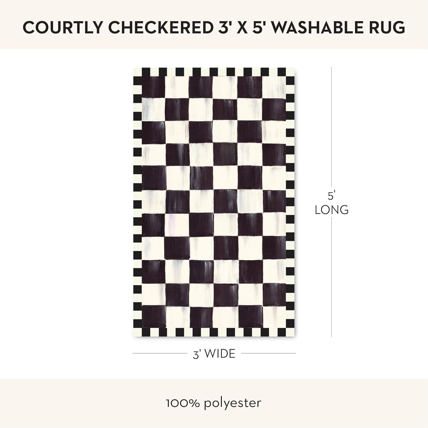 image:imageMACKENZIECHILDS Washable Rug Decorative Indoor Rug 26 x 8 Runner GrayandWhite Sterling CheckeredCourtly Checkered